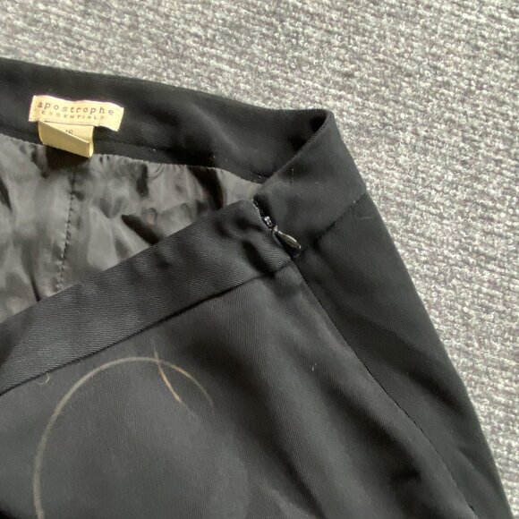 Apostrophe Essentials Skirt‎ Womens 16 Black Lined Slit Business Office Wear - Picture 6 of 10